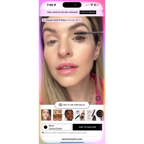 NWT- Tarte-lights, camera, lashes™ 4-in-1 mascara- Black - Picture 4 of 10